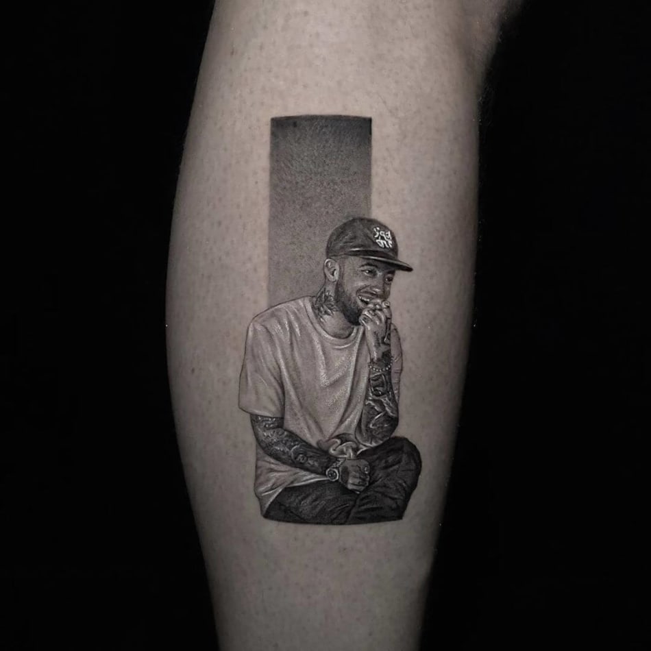 mac miller portrait tattoo by Jaime Rogles