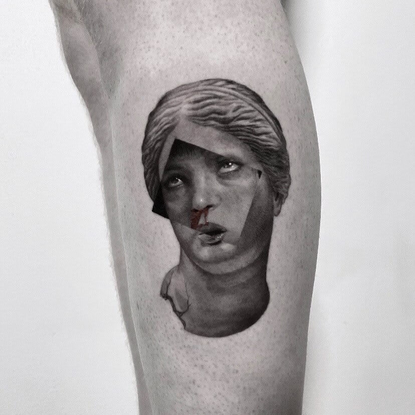 mia wallice pulp fiction statue tattoo by Jaime Rogles