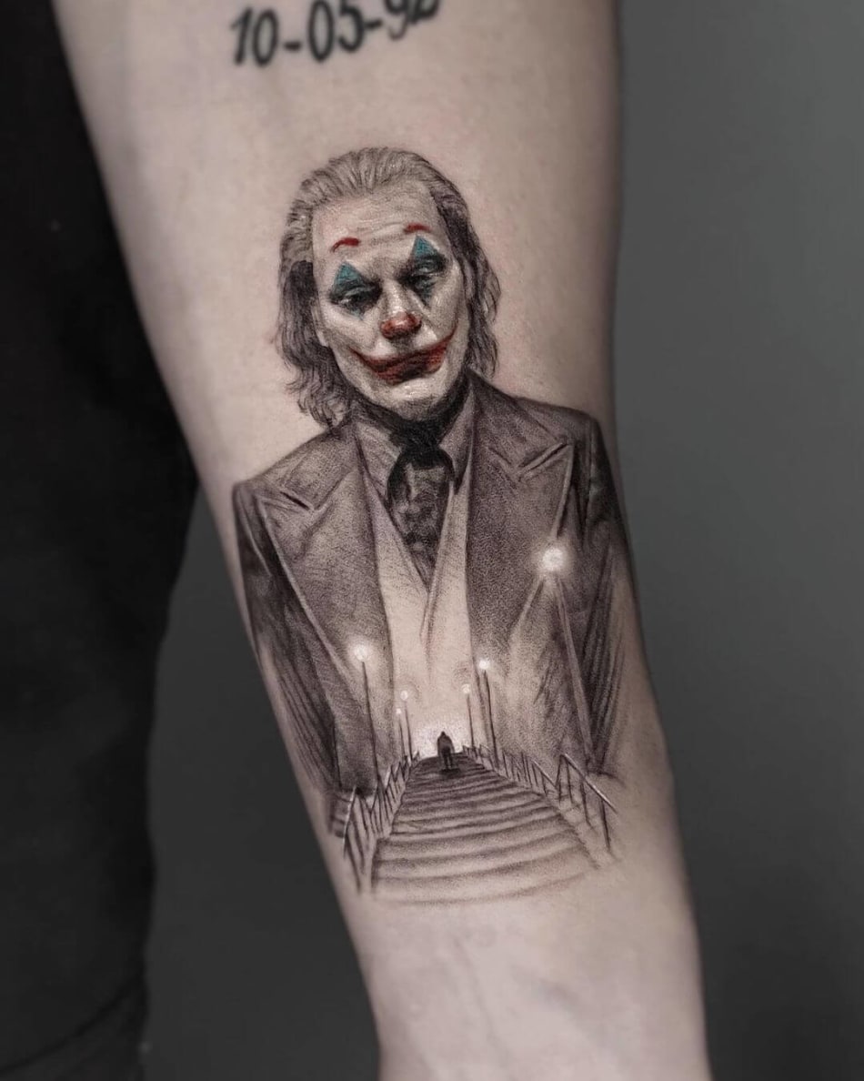 the joker movie tattoo by Jaime Rogles