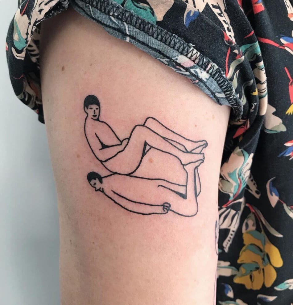 reflection shadow character linework abstract tattoo by Kraey