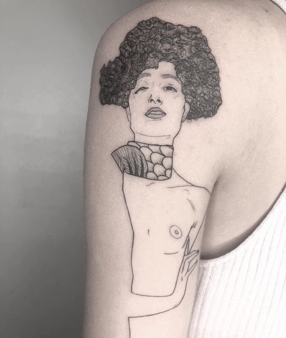 Gustav Klimt painting tattoo by La Malafede