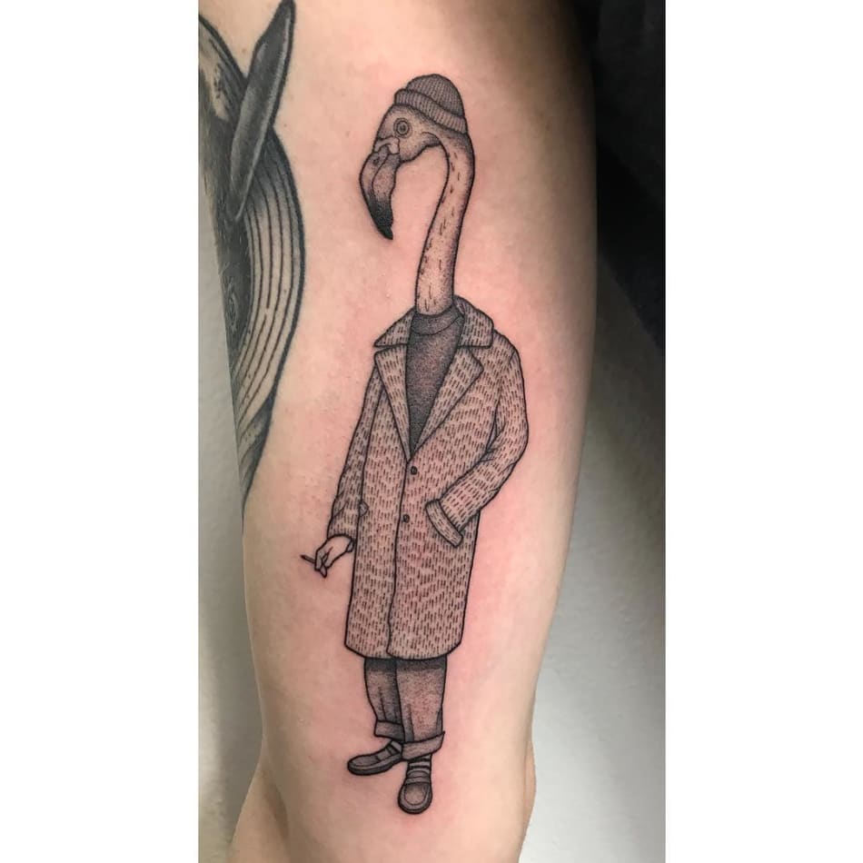 Labigotta flamingo person tattoo
