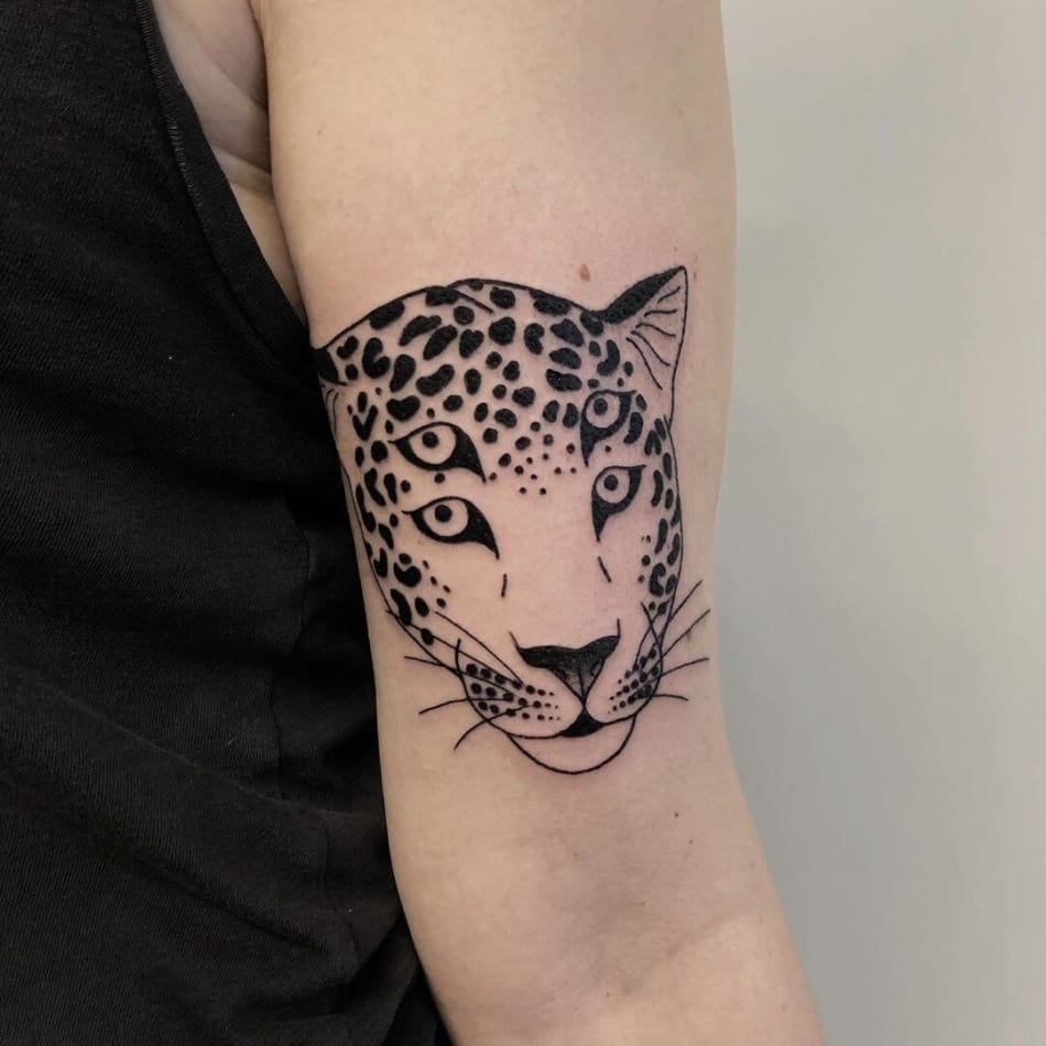 Tiger with double eyes tattoo by laracailletattoo