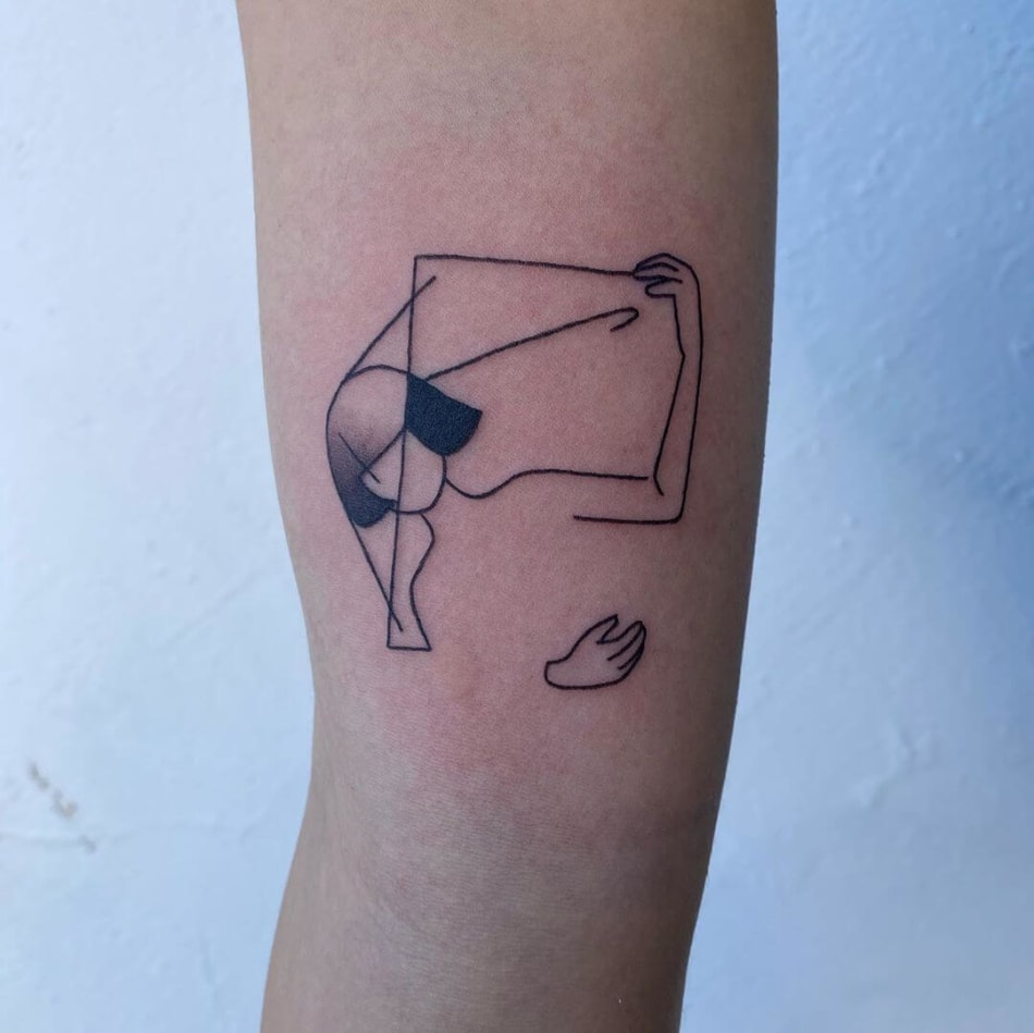 woman out of the box tattoo by Layla Chen