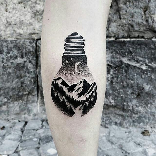 Lightbulb tattoo one with nature