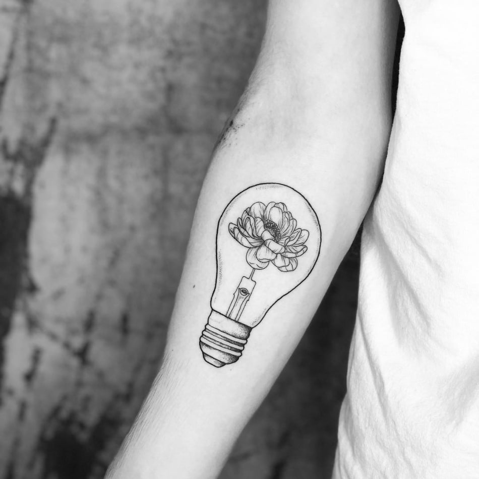 Floral Lightbulb tattoo