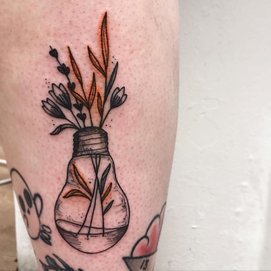 Floral Lightbulb tattoo