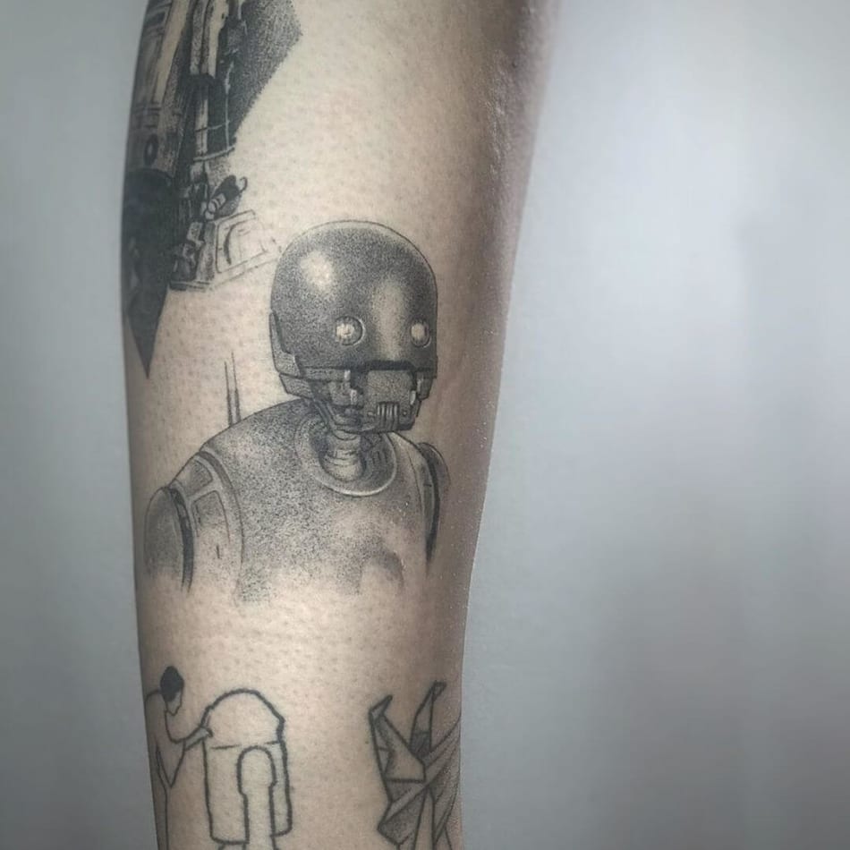 robot animation movie tattoo by Maciek Grzelczyk