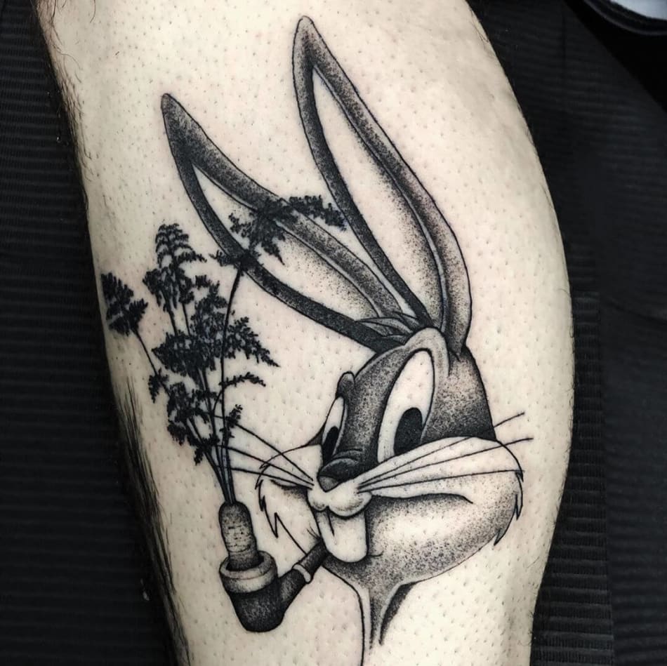 bugs bunny smoking carrot tattoo by Maxi Fernandez