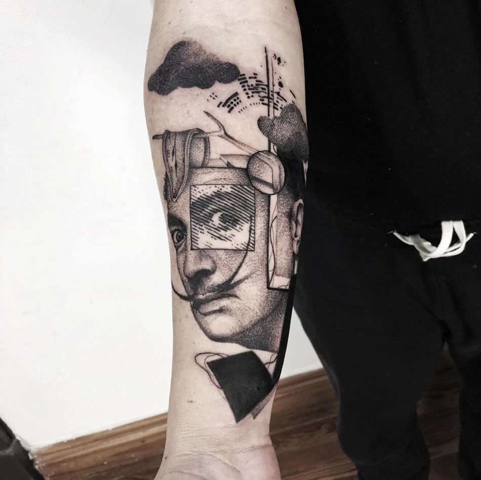 dali mixed styles tattoo by Maxi Fernandez