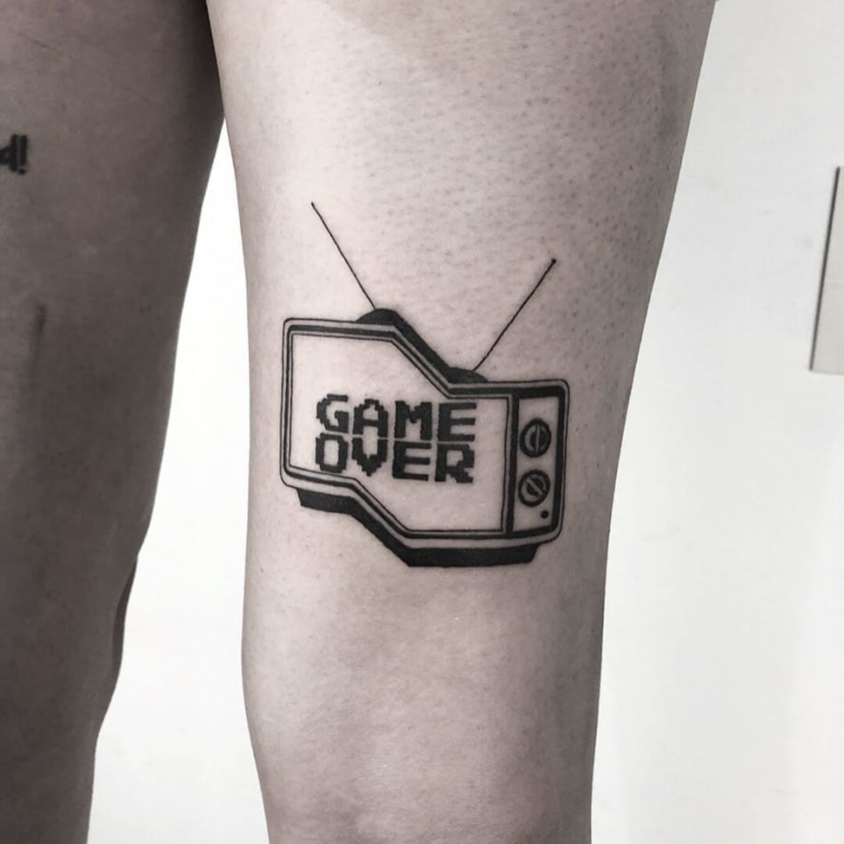 game over old television tattoo by Maxi Fernandez