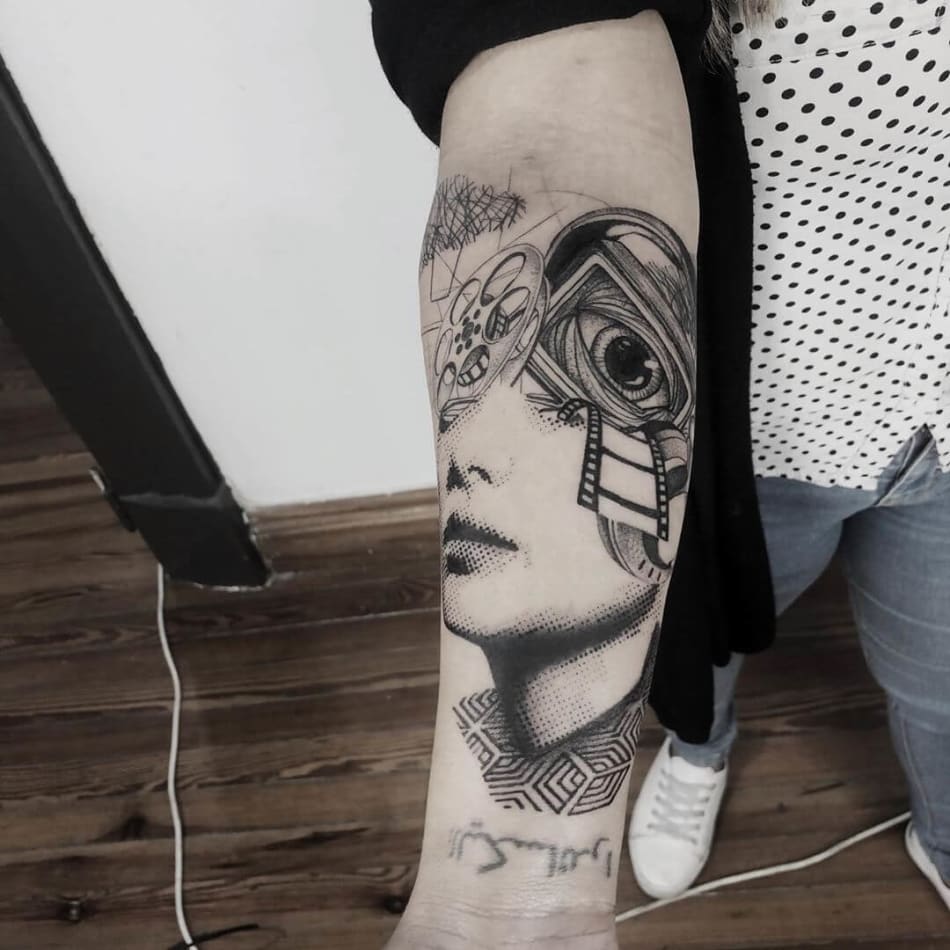 movie tribute mixed tattoo by Maxi Fernandez