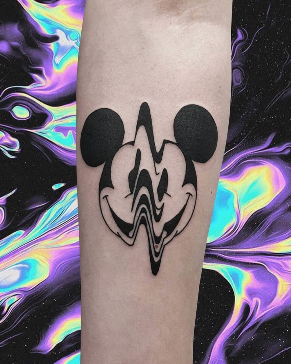 Mickey mouse distortion tattoo