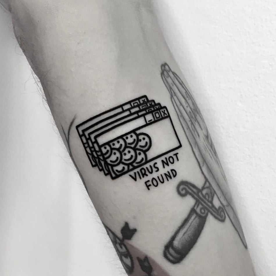 Internet window virus tattoo by Nancydestroyer