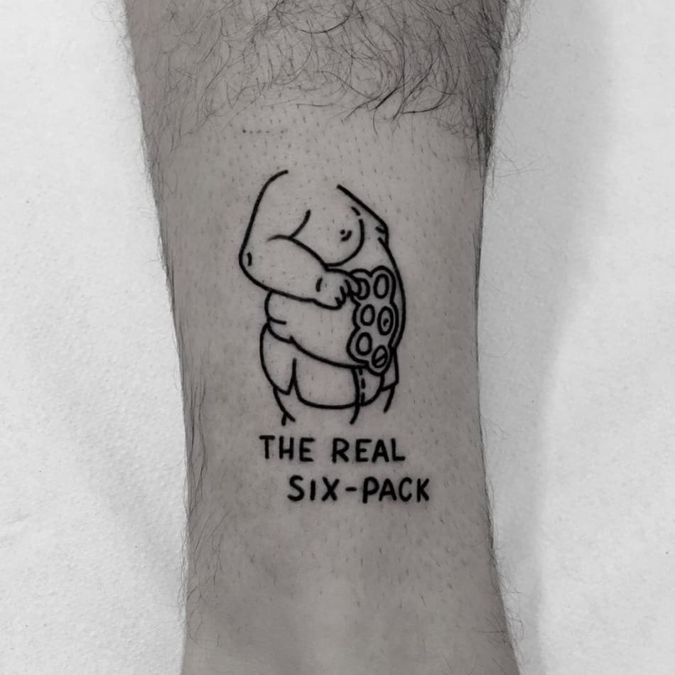 The real sixpack fun tattoo by Nancydestroyer