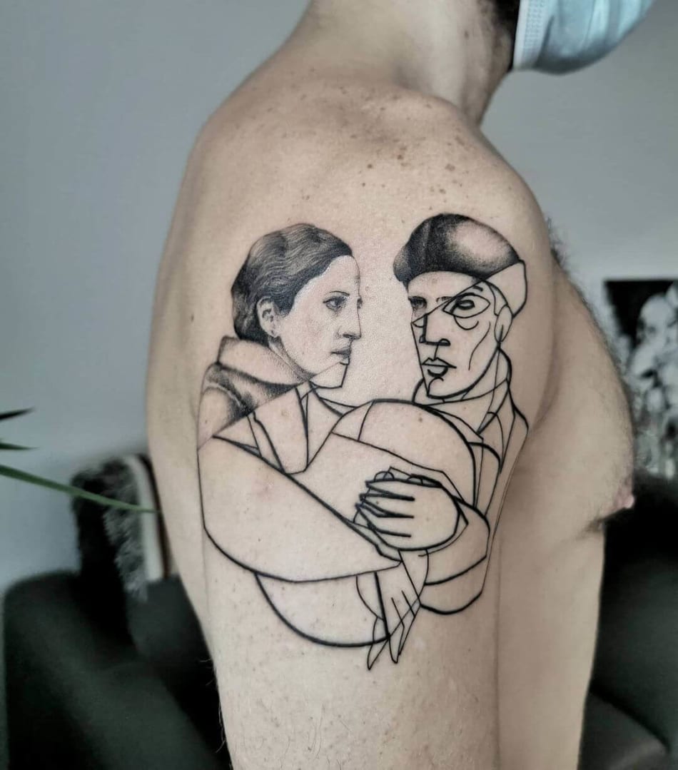 abstract portrait linework art tattoo by Nicolas Gumo