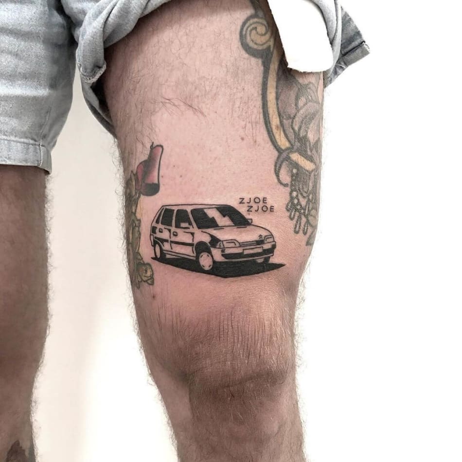 old car fun tattoo by Nik Mart Tattooer