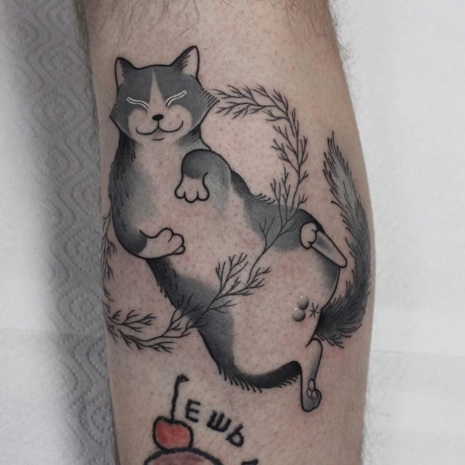 cat tattoo by Nikakun