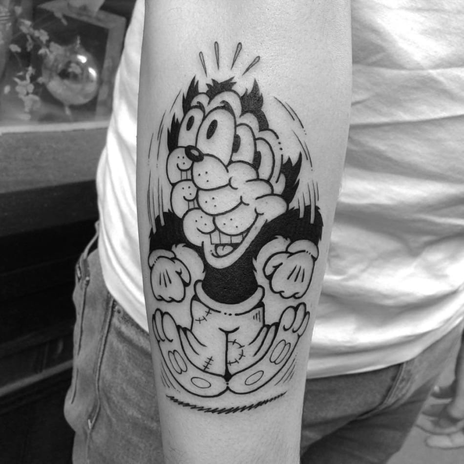 cartoon bold glitched tattoo by Pablo Dalas