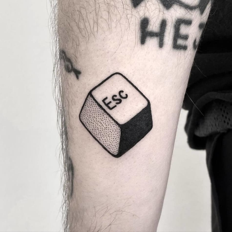 esc computer internet escape tattoo by Pulledpoltergeist