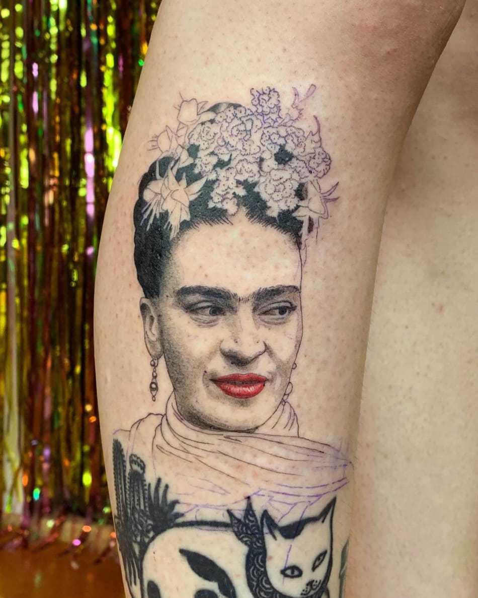 Frida portait tattoo by Shannon Perry