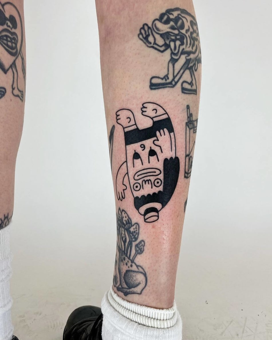 character bold lines hat tattoo by Super Roger