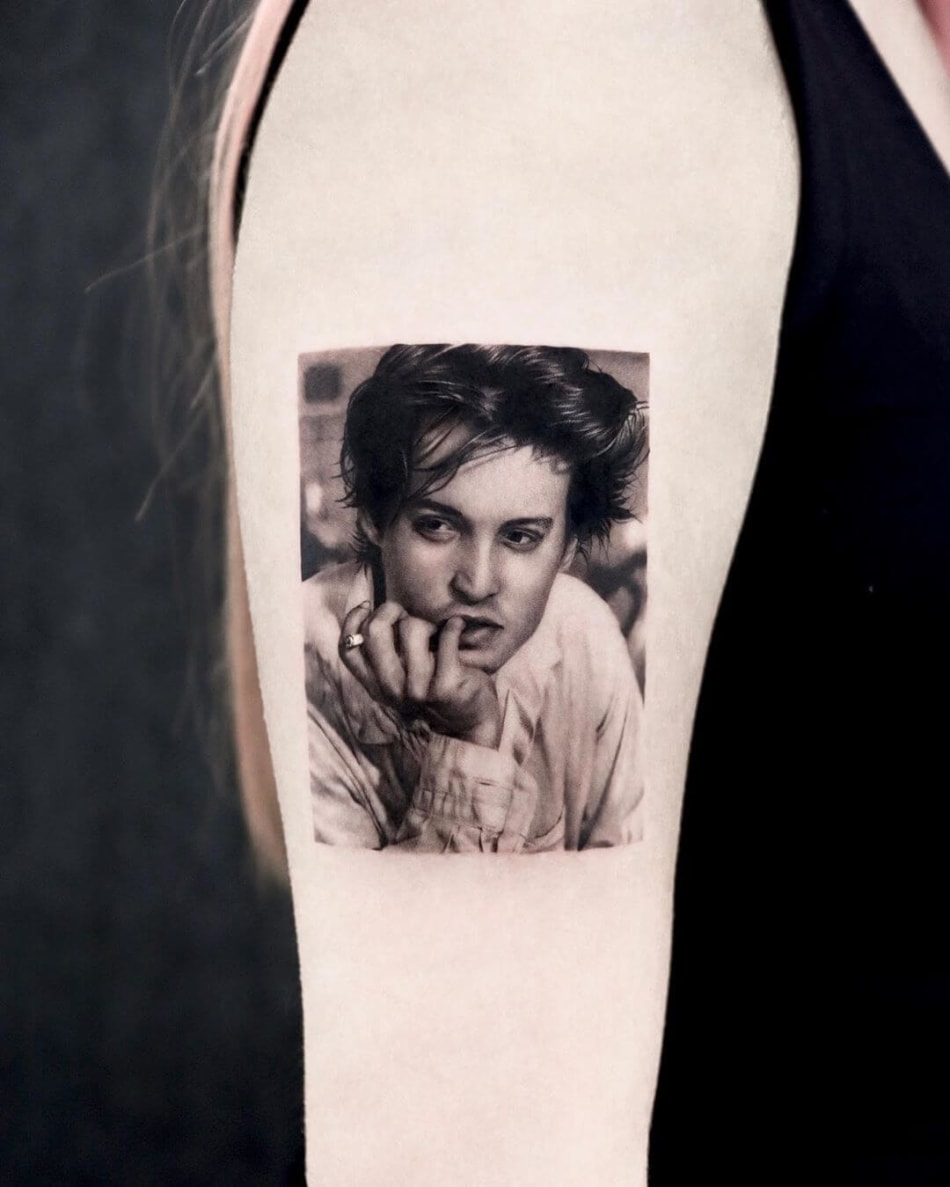 Johnny Depp portrait tattoo by Yeono