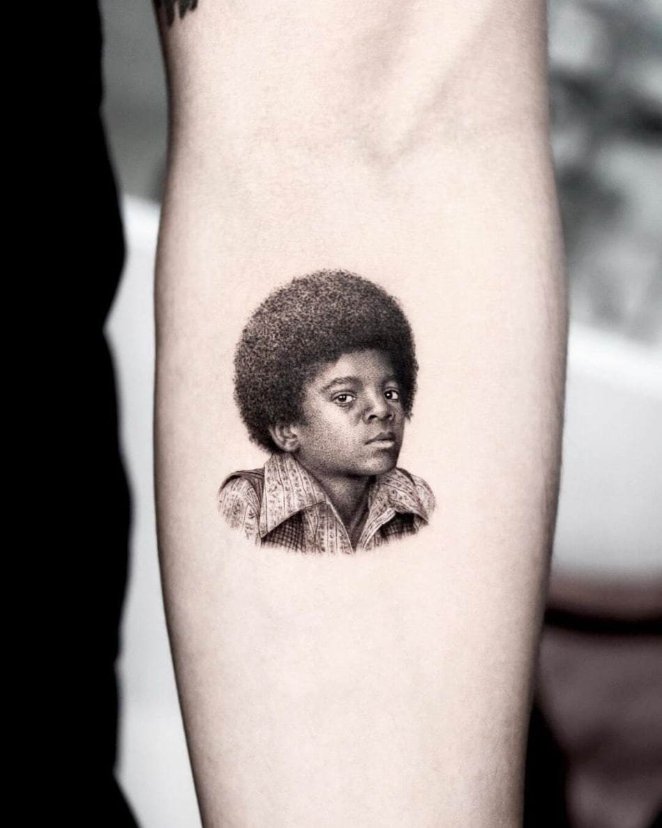 Michael Jackson portrait tattoo by Yeono