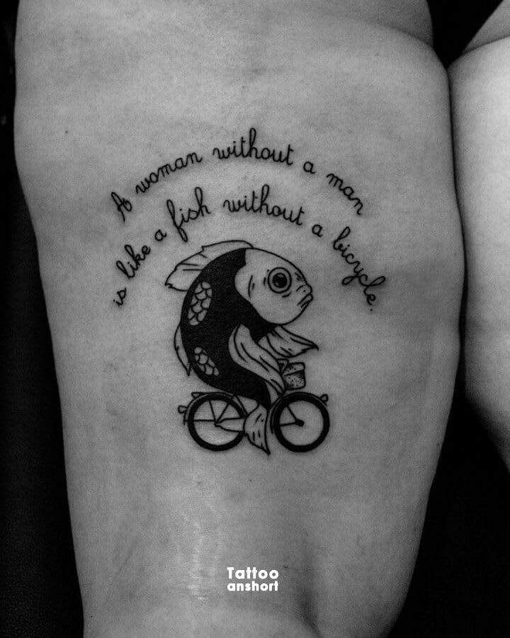 Fish bicycle tattoo