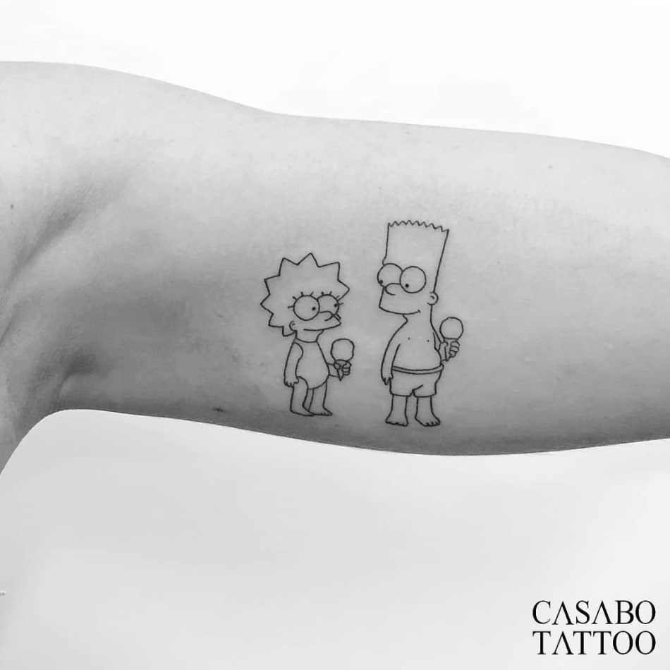 The simpsons Bart and lisa family tattoo