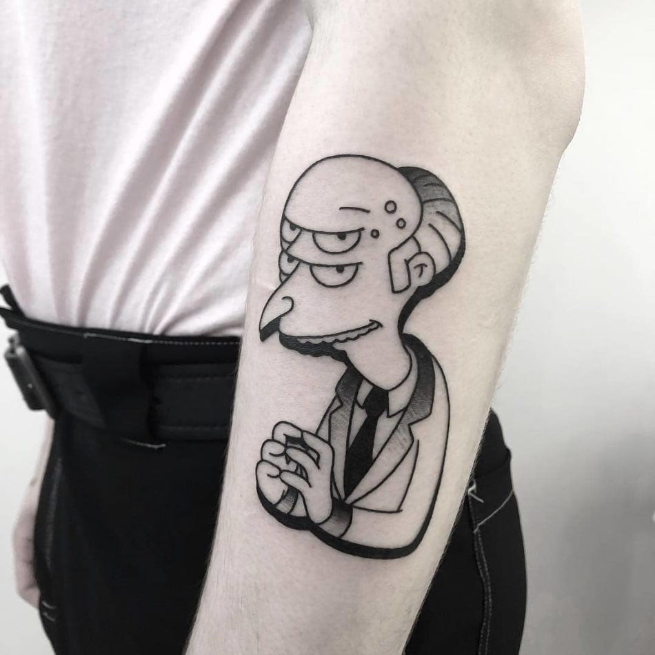 The simpsons Montgomery Burns tattoo