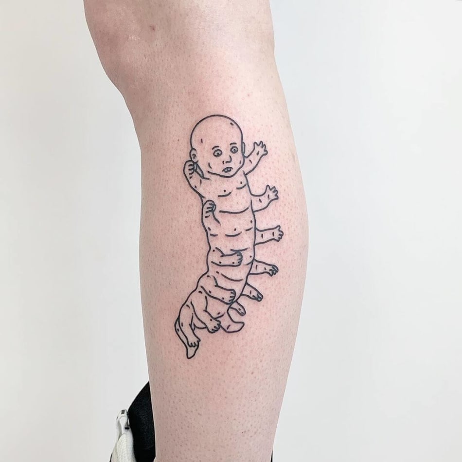 Tattoo of a baby with an insect body by The Magic Rosa