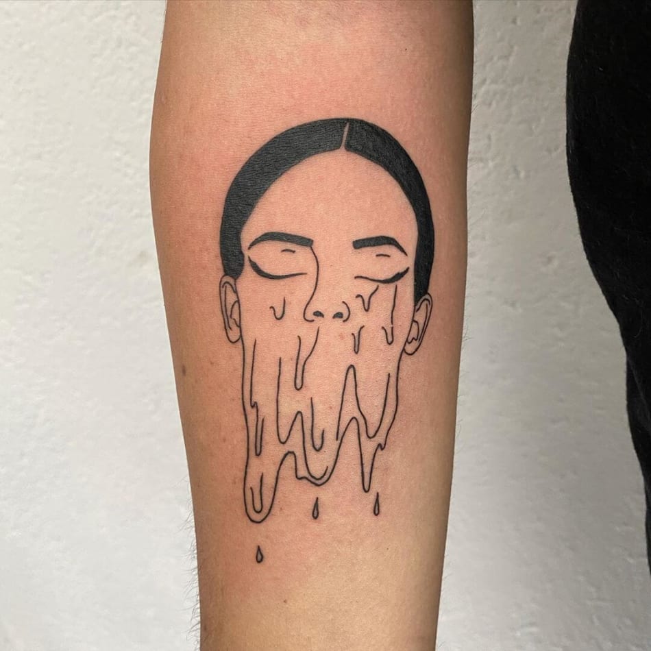melting woman face tattoo by Tttypoholic