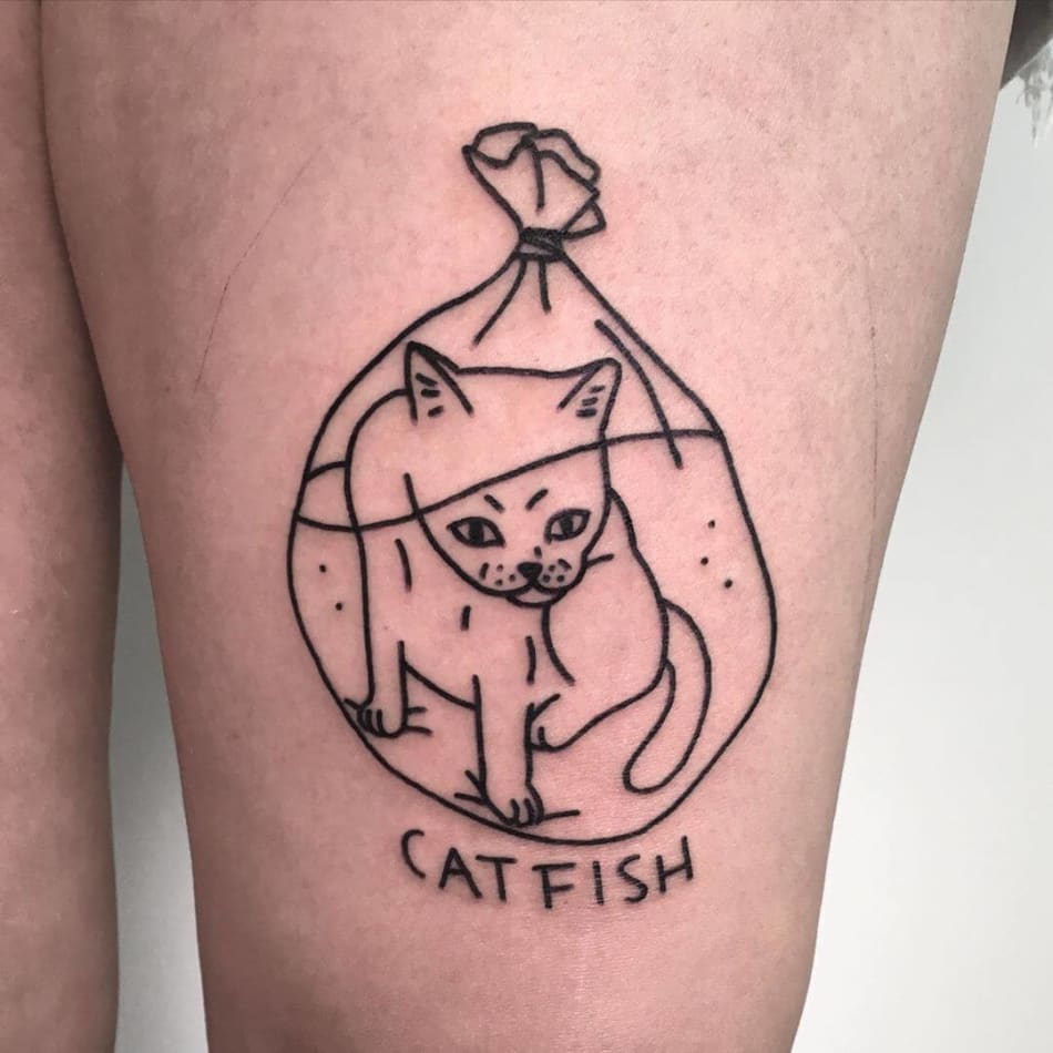 Catfish tattoo by Violette Violence