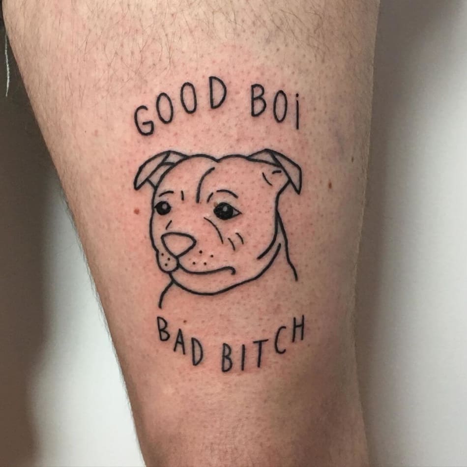 Good boi bad bitch dog tattoo by Violette Violence