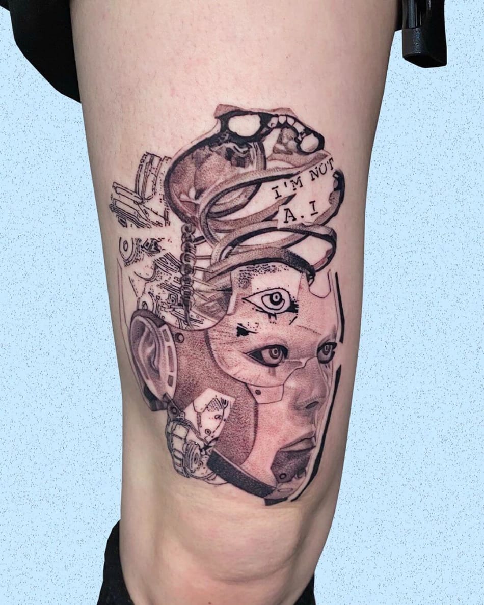 Cyber themed tattoo by Comma ttt