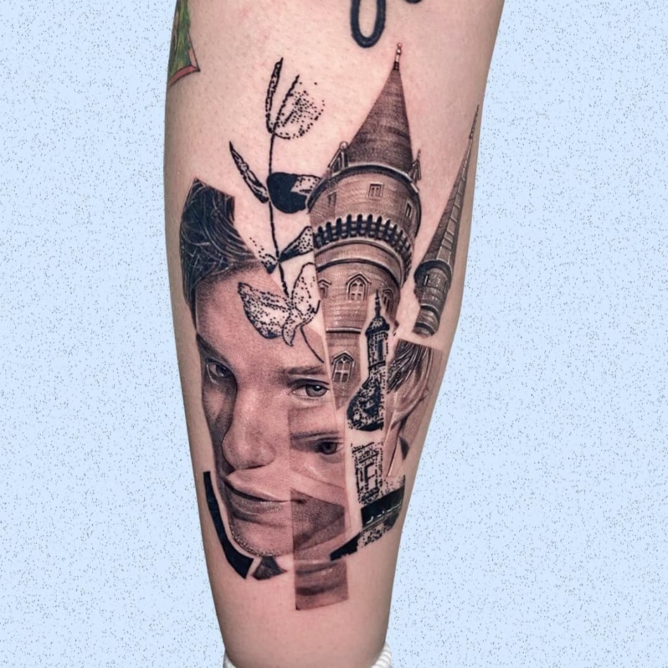 Tattoo collage representing the movie Fantastic Beasts and Wher to find them