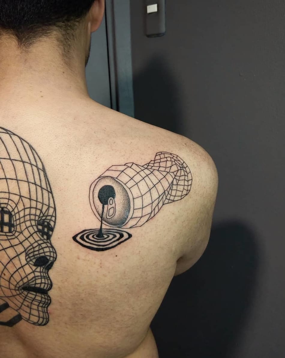 can of sada geometric tattoo by en Nada