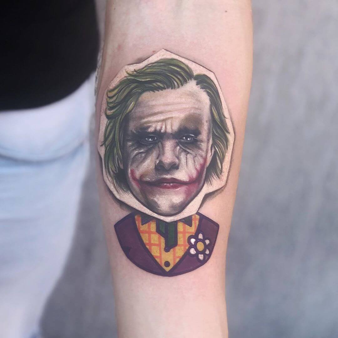 A comic version of Heath Ledger playing The Joker