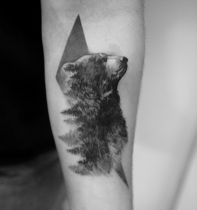 Bear in the forrest tattoo