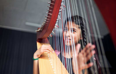 Young talented harpist