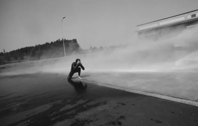 One-man water cannon test