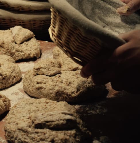 Mise en panier pour laisser les pâtons lever