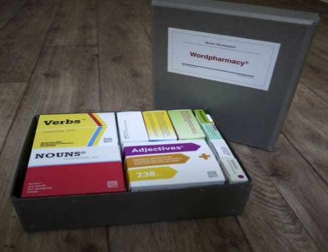 Wordpharmacy by Morten Sondegaard! Ten medicine boxes, book object.