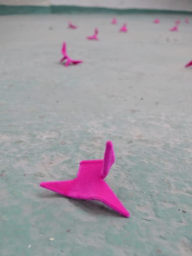 SURRENDER Full Bloom caltrops, flocked pink 2013