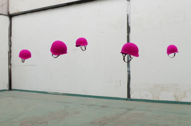 SURRENDER Freedom Fighters army helmets, flocked pink 2013