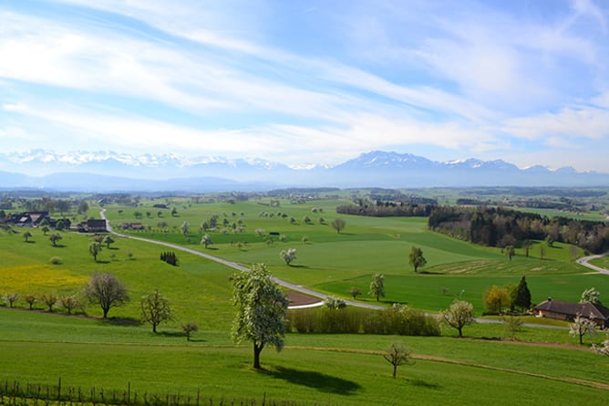 Blick von der Laube mit herrlichem Panorama mit Pilatus.