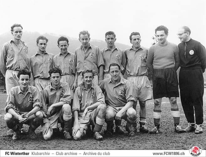 Die FCW-Mannschaft 1949/50 auf der Allmend Zürich