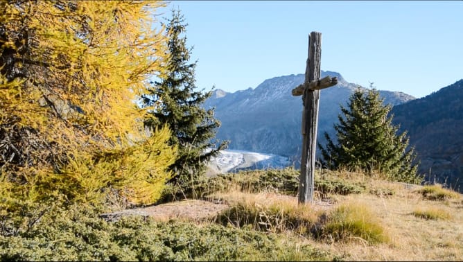 Aletsch Glacier banning cross, dating from 1818