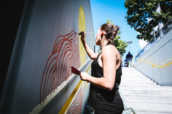 a big underpass entierly painted 